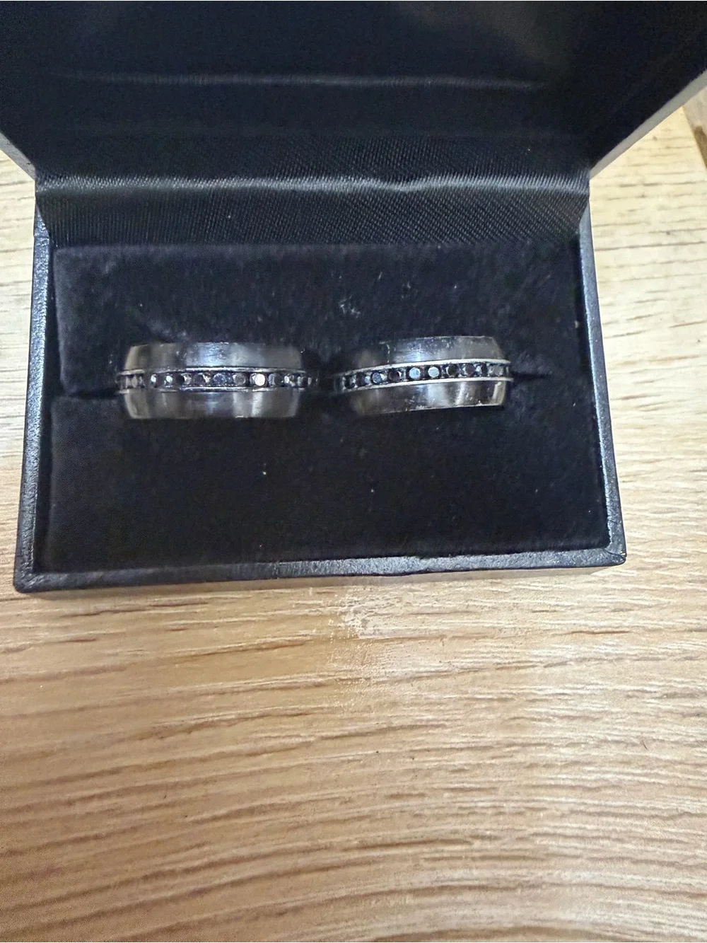 Men's Black titanium rings with Black Stones
